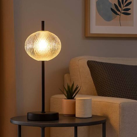Lampe de table LED cristal Lampe de table à intensité variable Lampe d'appoint changement de couleur, fonction de mémoire CCT, noir clair, 6W 374Lm blanc chaud/froid, DxH 15x40 cm