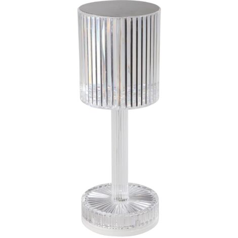 Lampe de table LED en cristal sans fil pour l'intérieur avec abat-jour en cristal changeant de couleur RVB Plastique transparent Fonction tactile Rechargeable par USB