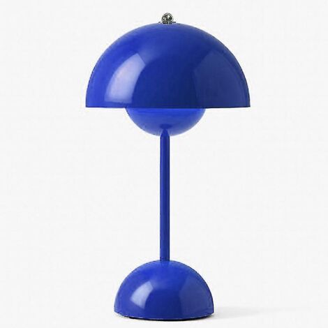 Lampe de table LED en forme de bouton de fleur, veilleuse, lampe de table champignon, style nordique, chevet, chambre à coucher, bureau, décoration simple et moderne - Prise britannique - Bleu foncé