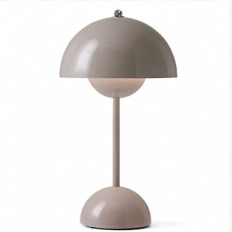 Lampe de table LED en forme de bouton de fleur, veilleuse, lampe de table champignon, style nordique, chevet, chambre à coucher, bureau, décoration simple et moderne, prise britannique, grise