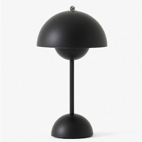 Lampe de table LED en forme de bouton de fleur, veilleuse, lampe de table champignon, style nordique, chevet, chambre à coucher, bureau, décoration simple et moderne, prise britannique, noire