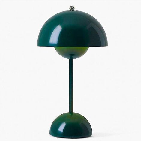 Lampe de table LED en forme de bouton de fleur, veilleuse, lampe de table champignon, style nordique, chevet, chambre à coucher, bureau, décoration simple et moderne - Prise UE - Vert foncé