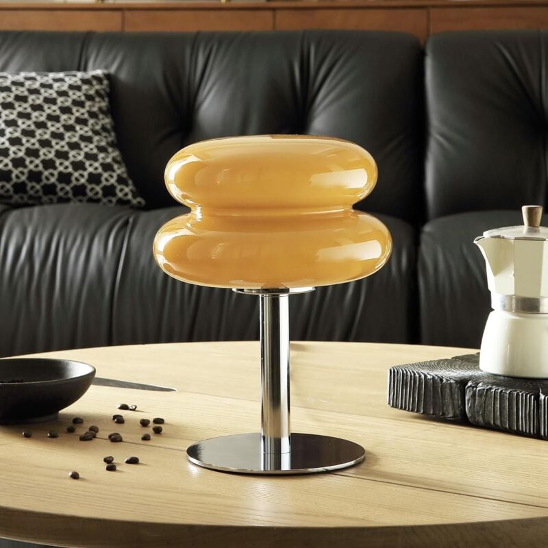 Lampe de Table LED en Verre Vintage Lampe de Table Tarte à l'œuf Lampe Champignon Retro Lampe de Salon Lampe de Chevet avec câble 3000K/4000K/6000K