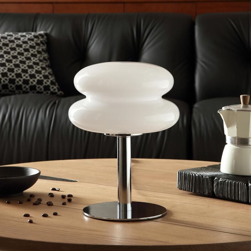 Lampe de Table LED en Verre Vintage Lampe de Table Tarte à l'œuf Lampe Champignon Retro Lampe de Salon Lampe de Chevet avec câble 3000K/4000K/6000K