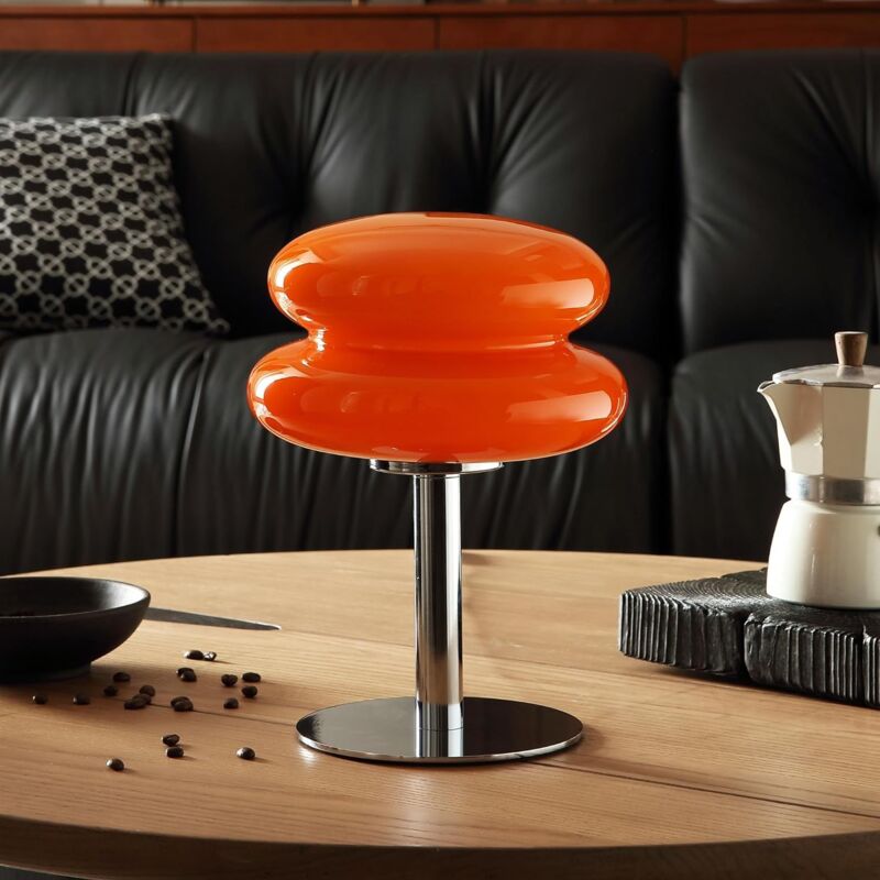 Lampe de Table LED en Verre Vintage Lampe de Table Tarte à l'œuf Lampe Champignon Retro Lampe de Salon Lampe de Chevet avec câble 3000K/4000K/6000K