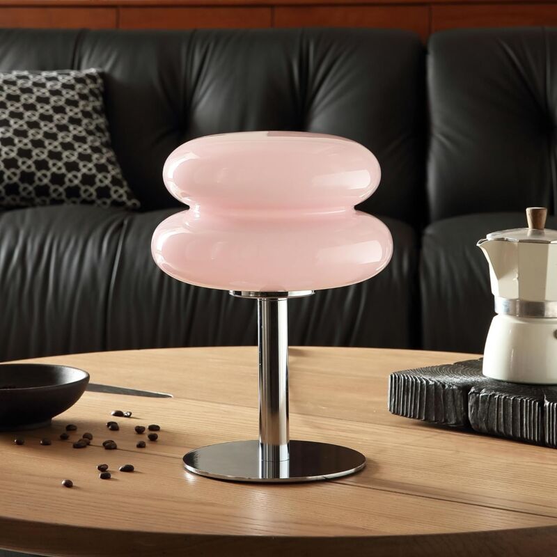 Lampe de Table LED en Verre Vintage Lampe de Table Tarte à l'œuf Lampe Champignon Retro Lampe de Salon Lampe de Chevet avec câble 3000K/4000K/6000K