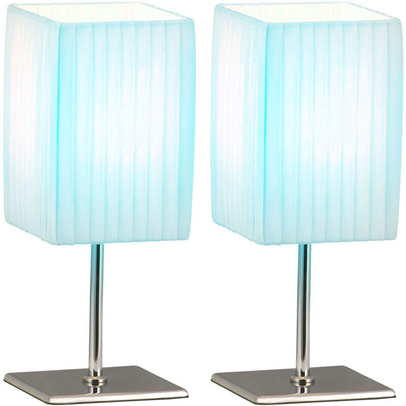 Lampe de table led lampe d'appoint en textile lampe de chevet chromée abat-jour en tissu, 3W 250Lm blanc chaud, LxlxH 10x10x26 cm, lot de 2