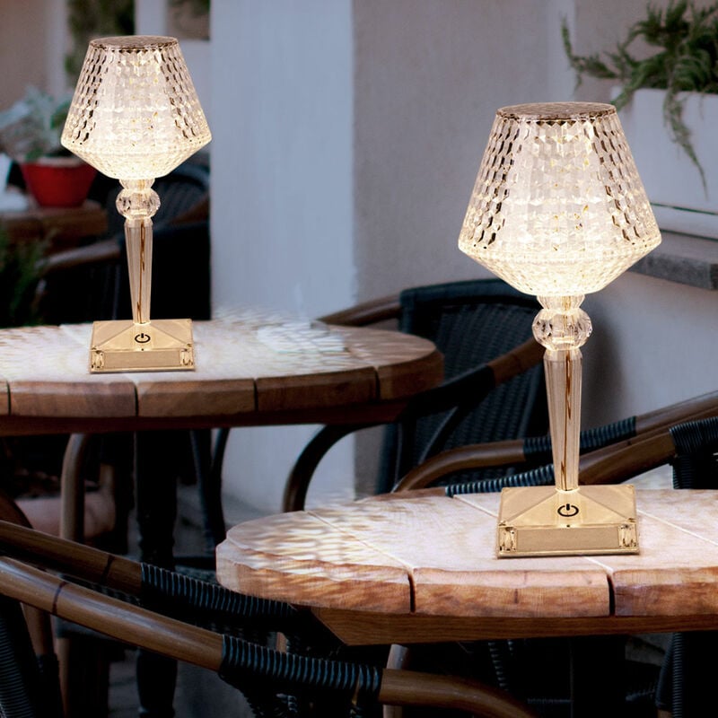 Globo - Lampe de table led, lampe de chevet, lampe de salon, lampe en cristal avec variateur tactile, câble usb batterie, h 26cm, lot de 2