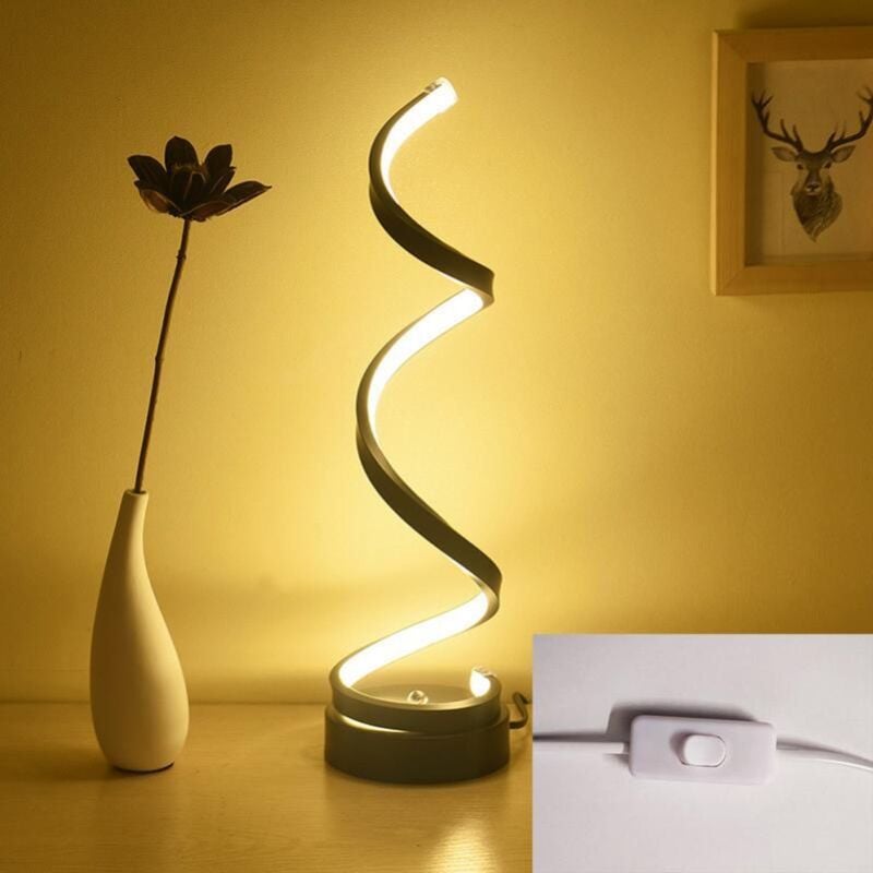 Lampe de table LED, lampe de table en spirale réglable de couleur minimaliste moderne, lampe de chevet 17W 3 couleurs, lampe de bureau, noir