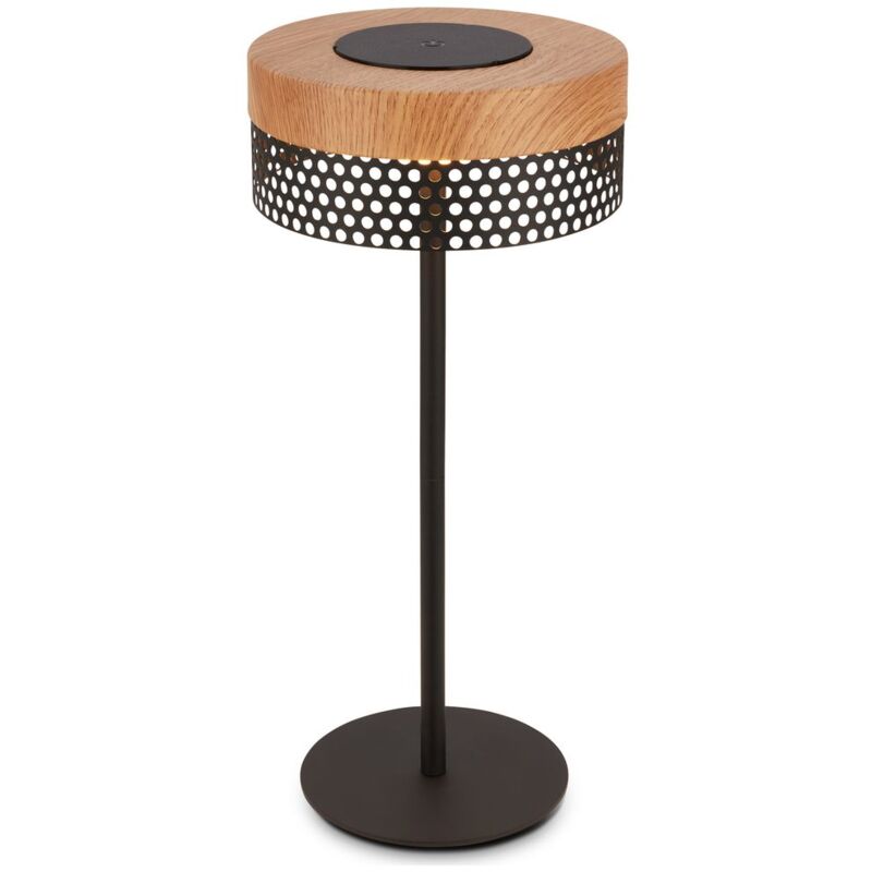 Briloner booha Lampe de table led sans fil IP44, dimmable, tactile, batterie, protection contre les projections d'eau, noir bois, Ø16 x 35 cm Briloner booha Lampe de table led sans fil IP44, dimmable, tactile, batterie, protection contre les projections d'eau, noir bois, Ø16 x 35 cm