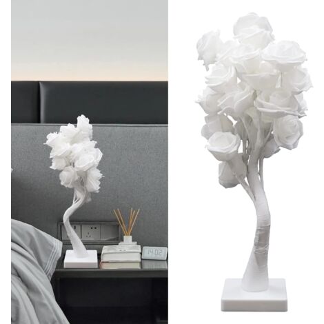 Lampe de table LED Lampe en forme de rose Fleur d'arbre Veilleuse USB Double Alimentation Branches Manipulables pour Salon Mariage Festival