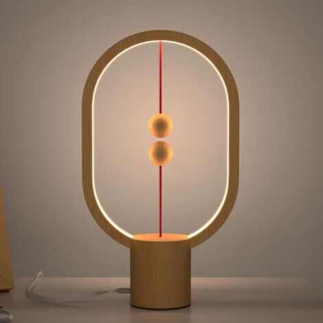 Lampe de Table LED Lévitation Magnétique Interrupteur Flottant Bois Chevet