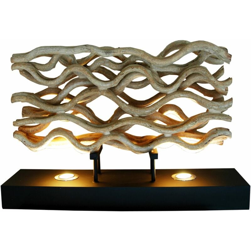 Licht-erlebnisse - Lampe de table led Noir 50 cm Métal Bois flotté Moderne Lampe de table Salon