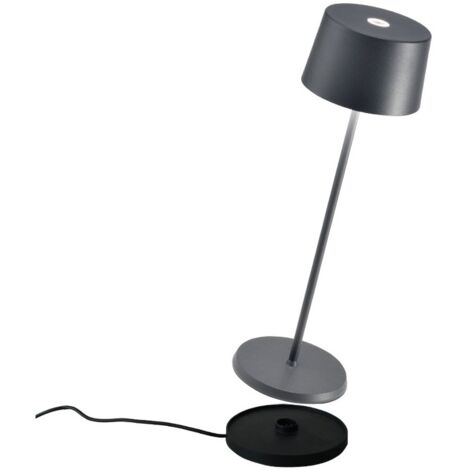 Lampe de table LED Olivia Pro Gris Foncé, rechargeable et dimmable