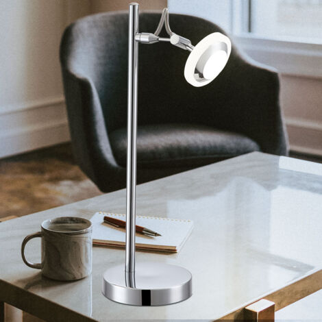 Lampe de table LED pour chambre d'amis, spot en aluminium chromé, lumière commutable