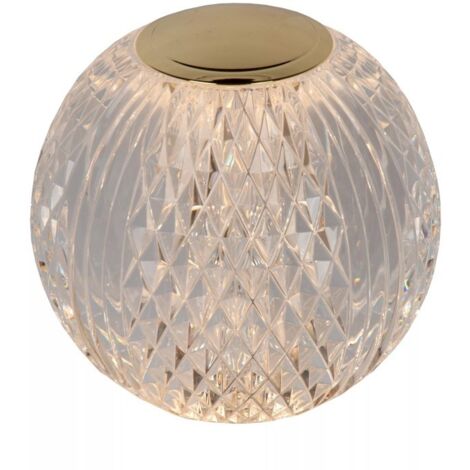 Lampe de table led rechargeable 11 cm – Globe transparent effet cristal – Intensité variable 3000K – Autonomie jusqu'à 32 heures – Lucide