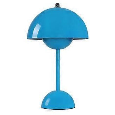 Lampe de table LED rechargeable à interrupteur tactile, motif champignon et bouton de fleur, pour salon ou bureau (bleue)