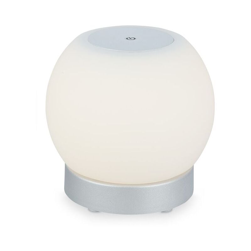Lampe de table led rechargeable, dimmable, en verre, sans fil, fonction tactile, 3 w, chrom e, 16 cm Briloner