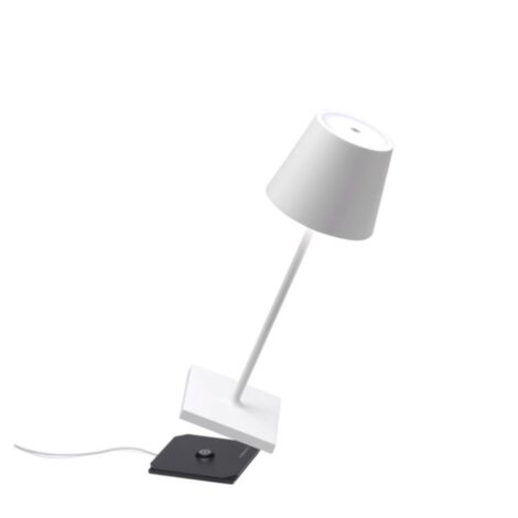 Lampe de table LED rechargeable et dimmable Poldina Pro Mini White avec une autonomie allant jusqu'à 12 heures