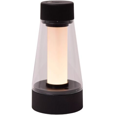 Lampe de table LED rechargeable noire tactile Lucide