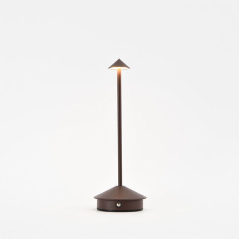 Lampe de table LED rechargeable sans fil (marron), lampe de table tactile d'extérieur 6000 mAh, lampe de table en métal au design moderne, étanche, à intensité variable, pour chevet, intérieur