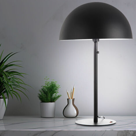 Lampe de table LED rétro champignon gris lampe d'appoint salon lampe de chevet lampe de table chambre à coucher, métal,9W 810lm blanc chaud, DxH 45 x 73 cm