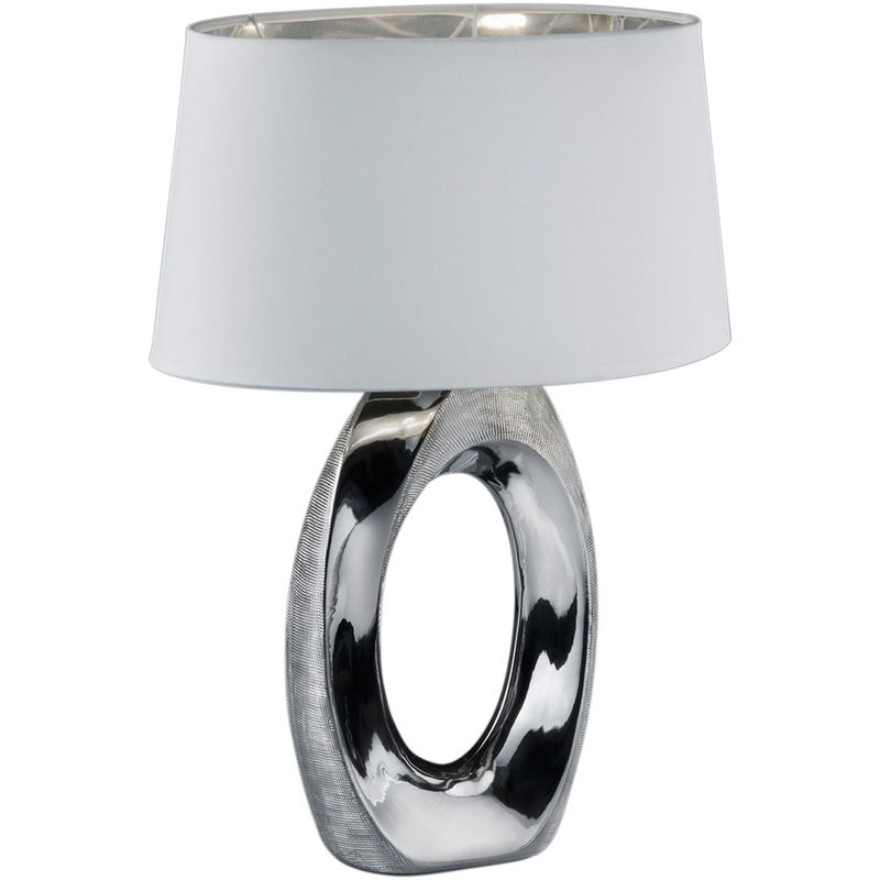 Etc-shop - Lampe de table textile dimmable TÉLÉCOMMANDE Lampe en céramique argent dans un ensemble comprenant des lampes LED RVB