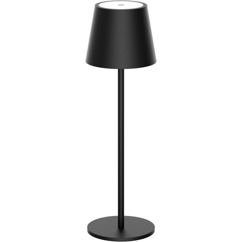 Lampe de table LED sans fil avec Touch, variateur d'intensité par paliers, lampe de lecture, camping, lampe d'extérieur, 38x11 cm,Noir