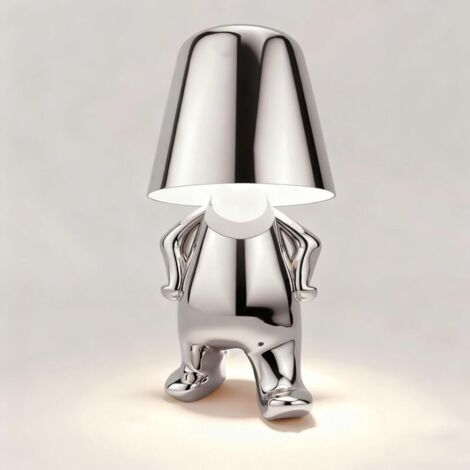 Lampe de Table LED sans Fil Créative Rechargeable à Pile Lampe Portative Réglable en Luminosité Design de Modèle Mignon pour Restaurant Chambre à Coucher Patio Studio Article Noël Argent-F