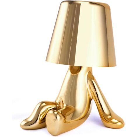 Lampe de Table LED sans Fil Créative Rechargeable à Pile Lampe Portative Réglable en Luminosité Design de Modèle Mignon pour Restaurant Chambre à Coucher Patio Studio Article Noël Doré-D