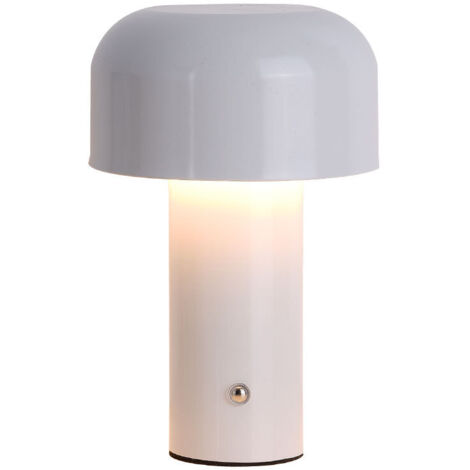 Lampe de table LED sans fil, lampe de bureau en forme de champignon rechargeable par USB, veilleuse tactile, gradation continue à 3 couleurs, blanc
