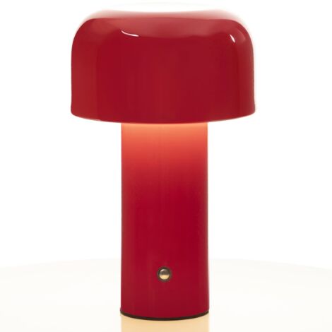 Lampe de table LED sans fil, lampe de bureau en forme de champignon rechargeable par USB, veilleuse tactile, gradation continue à 3 couleurs, rouge