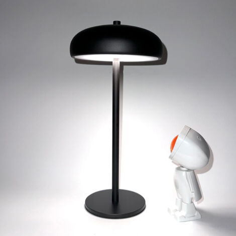 Lampe de table LED sans fil, lampe de bureau portable moderne, lampe de chevet rechargeable à intensité variable en 3 couleurs (noir)