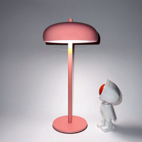 Lampe de table LED sans fil, lampe de bureau portable moderne, lampe de chevet rechargeable à intensité variable en 3 couleurs (rose)