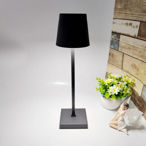 Lampe de table LED sans fil rechargeable, 5000mAh lumiere modernes à batterie, pour exterieur, terrasse, restaurant--noir