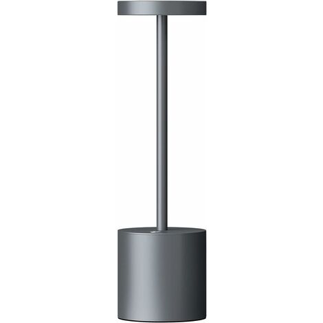 Lampe de table LED sans fil USB 1200 mAh en aluminium rechargeable pour salle à manger ou bureau (noir)