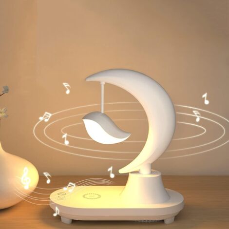 Lampe de Table LED Tactile Charge Sans Fil Bluetooth Veilleuse Lune