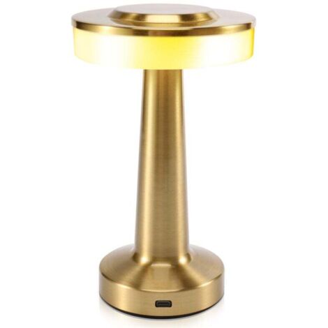 Lampe de table LED tactile rechargeable, lampe de bar, lampe de salle à manger, dorée
