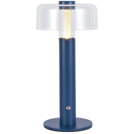 Lampe de table LED V-TAC 1 W, bleu transparent, rechargeable, intensité variable, blanc chaud