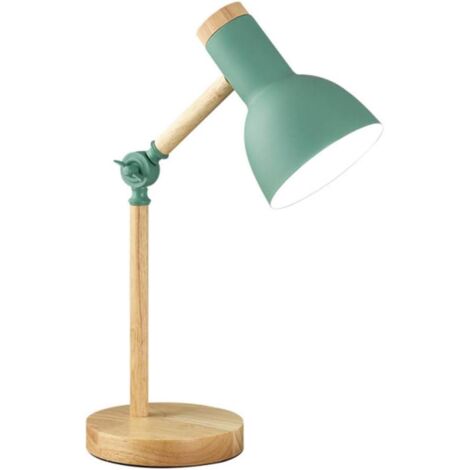 Lampe de Table LED Verte E27 Bois Réglable Design Moderne Lecture Chevet