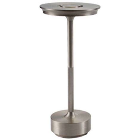 Lampe de Table LED Vintage Rechargeable avec Batterie 1200mAh, Lampe de Table Sans Fil Luminosité Dimmable, Lampe de Table Tactile pour Restaurant et Bar, 3 Températures de Couleur (Silver)