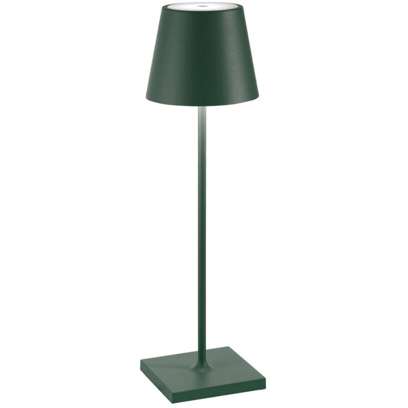 Lampe de table LED Zafferano Poldina Pro Dark Green, rechargeable et dimmable, avec une autonomie allant jusqu'à 12 heures. Lampe de table LED Zafferano Poldina Pro Dark Green, rechargeable et dimmable, avec une autonomie allant jusqu'à 12 heures.