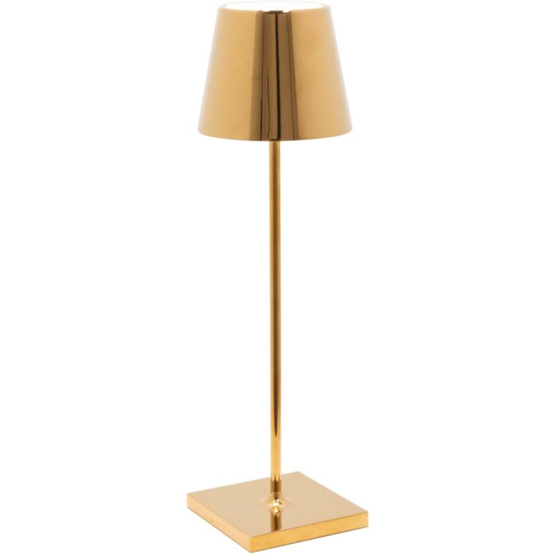 Lampe de table LED Zafferano Poldina Pro Glossy Gold, rechargeable et dimmable, avec une autonomie allant jusqu'à 12 heures. Lampe de table LED Zafferano Poldina Pro Glossy Gold, rechargeable et dimmable, avec une autonomie allant jusqu'à 12 heures.