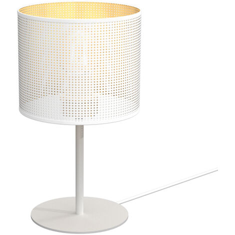 Lampe de table loft blanche grille Ø18 or E27 Luminex