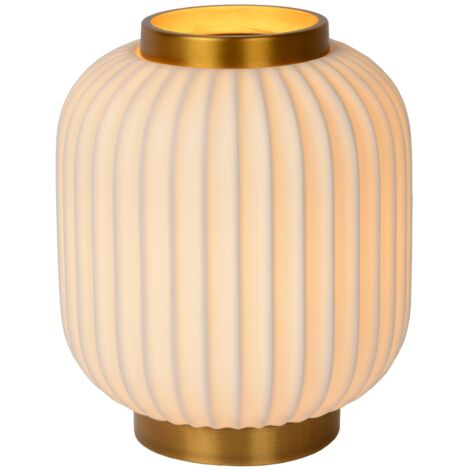 Lampe de table Lucide Gosse porcelaine E14 40W or/blanc