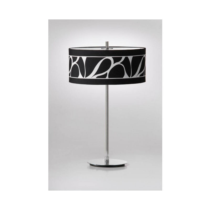 Lampe de Table Manhattan 2 Ampoules L1/SGU10, chrome poli/verre dépoli avec noir PatternedAbat jour - Chrome