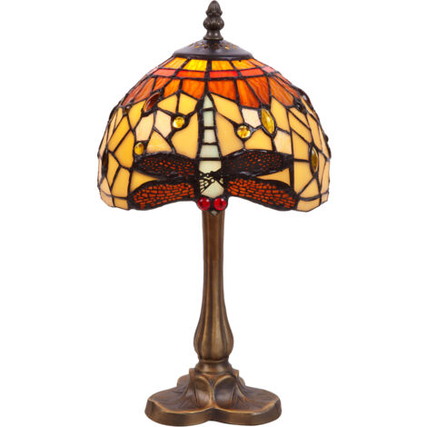 Lampe de table Manor base Tiffany en forme de trèfle diamètre 20cm Série Belle Amber