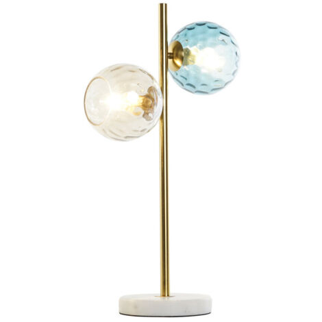 Lampe De Table Marbre Verre 32X18X60 Boules Doré