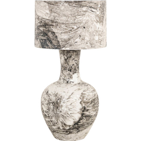 Lampe de table marbrée noire et blanche style décoratif sculptural - Marbré noir et blanc