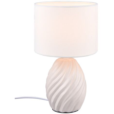 Lampe de table MELVA céramique blanche abat-jour E14